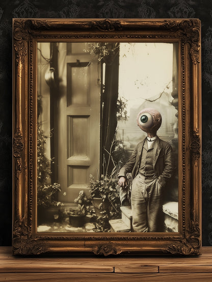 See All Evil, Cyclops Photograph, Vintage Victorian Gothic photograph, Bizarre Occult Poster. Odd & Creepy, Dark Academia Decor
