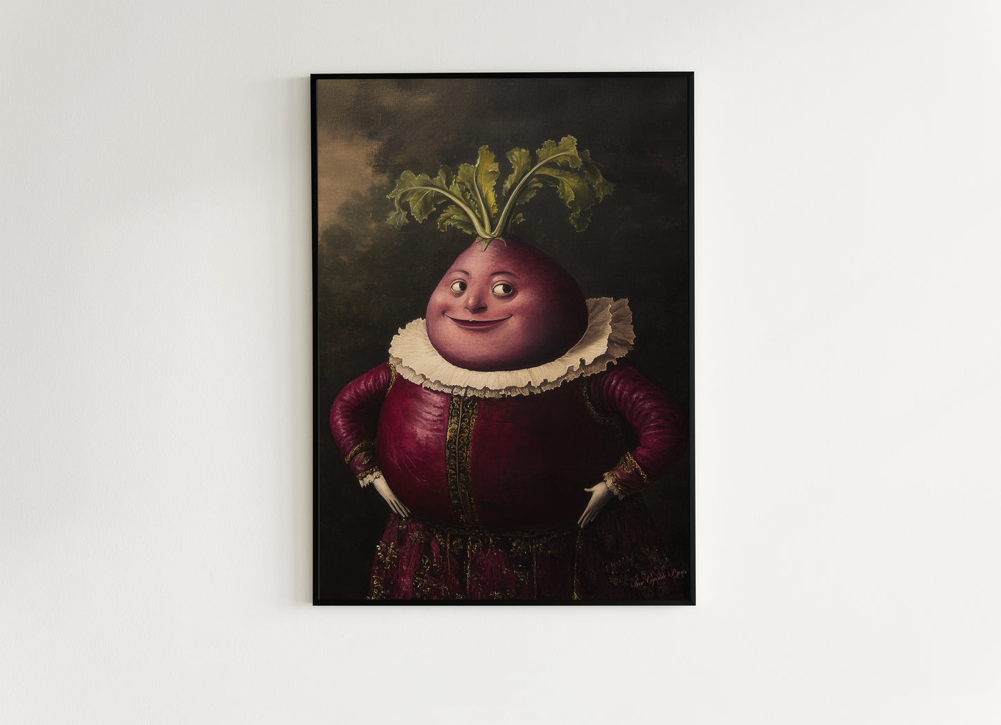 Handsome Beet Poster, Antique Vegetables Art Print, Renaissance Food Portrait, Surreal Still Life Painting, Quirky Weird Funny Kitchen Decor
