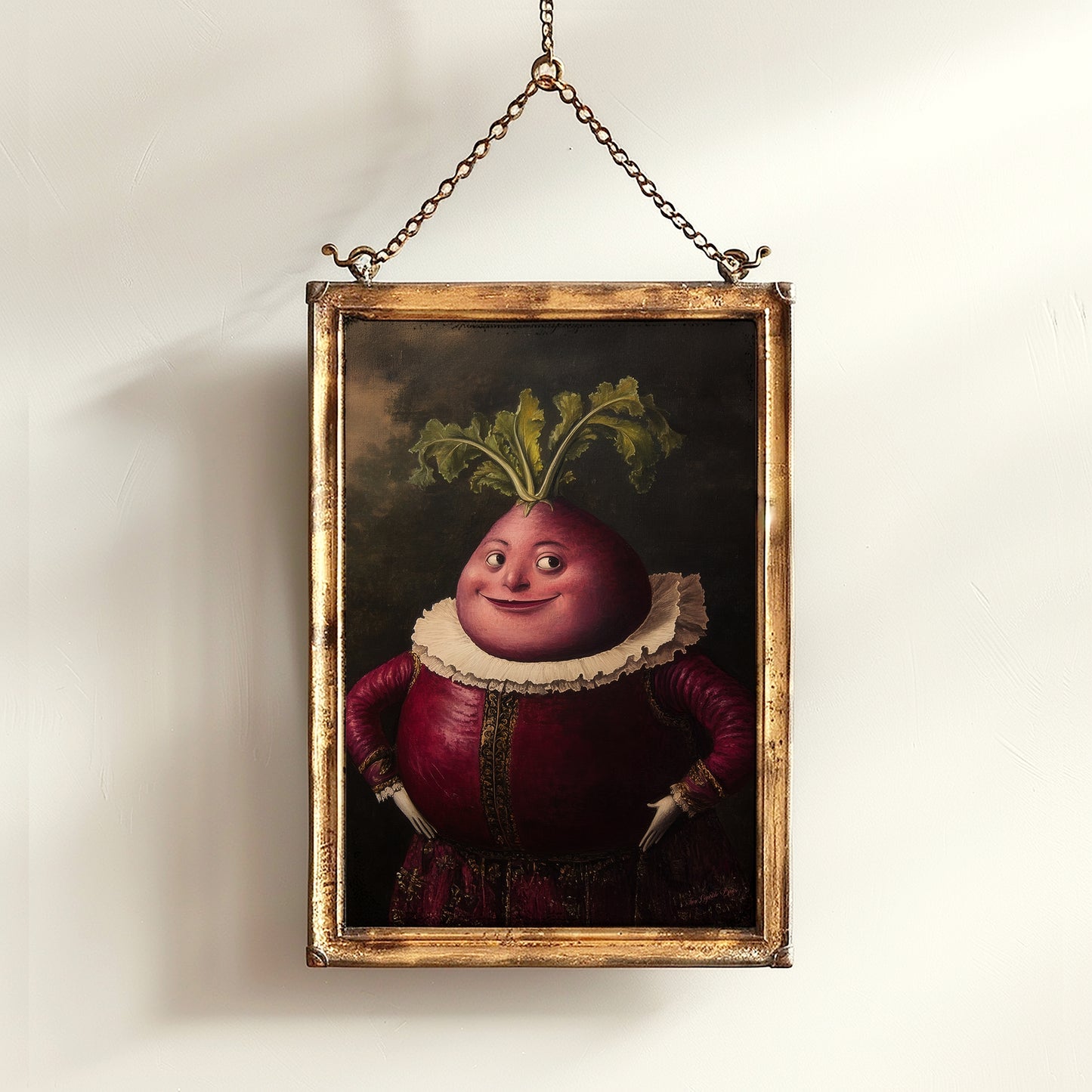 Handsome Beet Poster, Antique Vegetables Art Print, Renaissance Food Portrait, Surreal Still Life Painting, Quirky Weird Funny Kitchen Decor