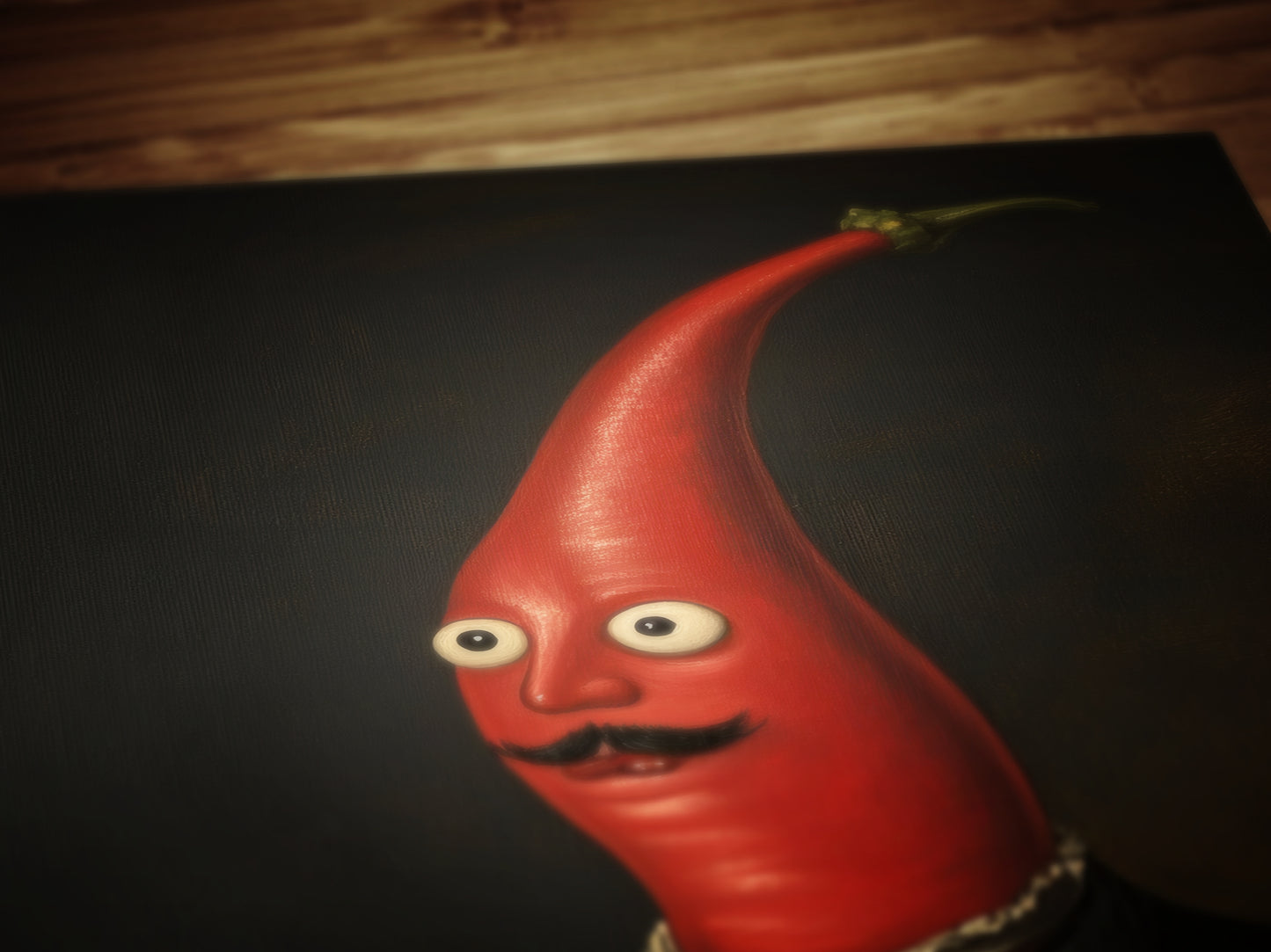 Red Chili Pepper Poster, Vegetables Art Print, Renaissance Food Portrait, Surreal Odd Painting, Quirky Weirdcore Funny Kitchen Decor