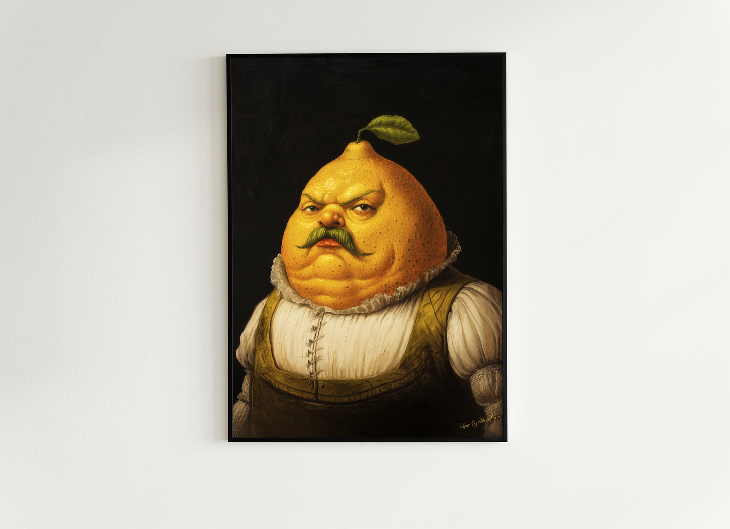Lemon Print Poster, Antique Citrus Fruit Art Print, Renaissance Food Portrait, Surreal Still Life Painting, Quirky Weird Kitchen Decor