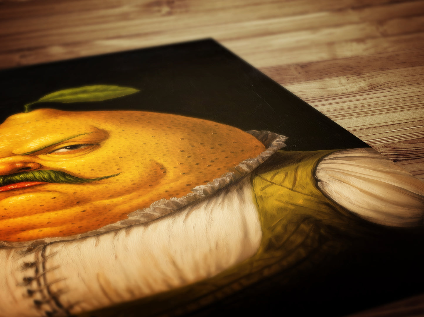 Lemon Print Poster, Antique Citrus Fruit Art Print, Renaissance Food Portrait, Surreal Still Life Painting, Quirky Weird Kitchen Decor