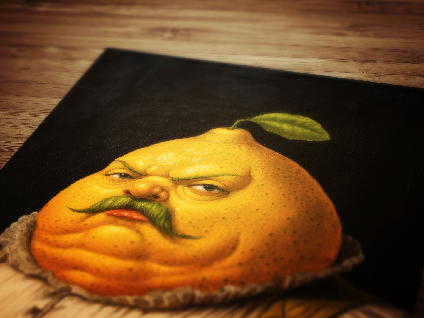 Lemon Print Poster, Antique Citrus Fruit Art Print, Renaissance Food Portrait, Surreal Still Life Painting, Quirky Weird Kitchen Decor