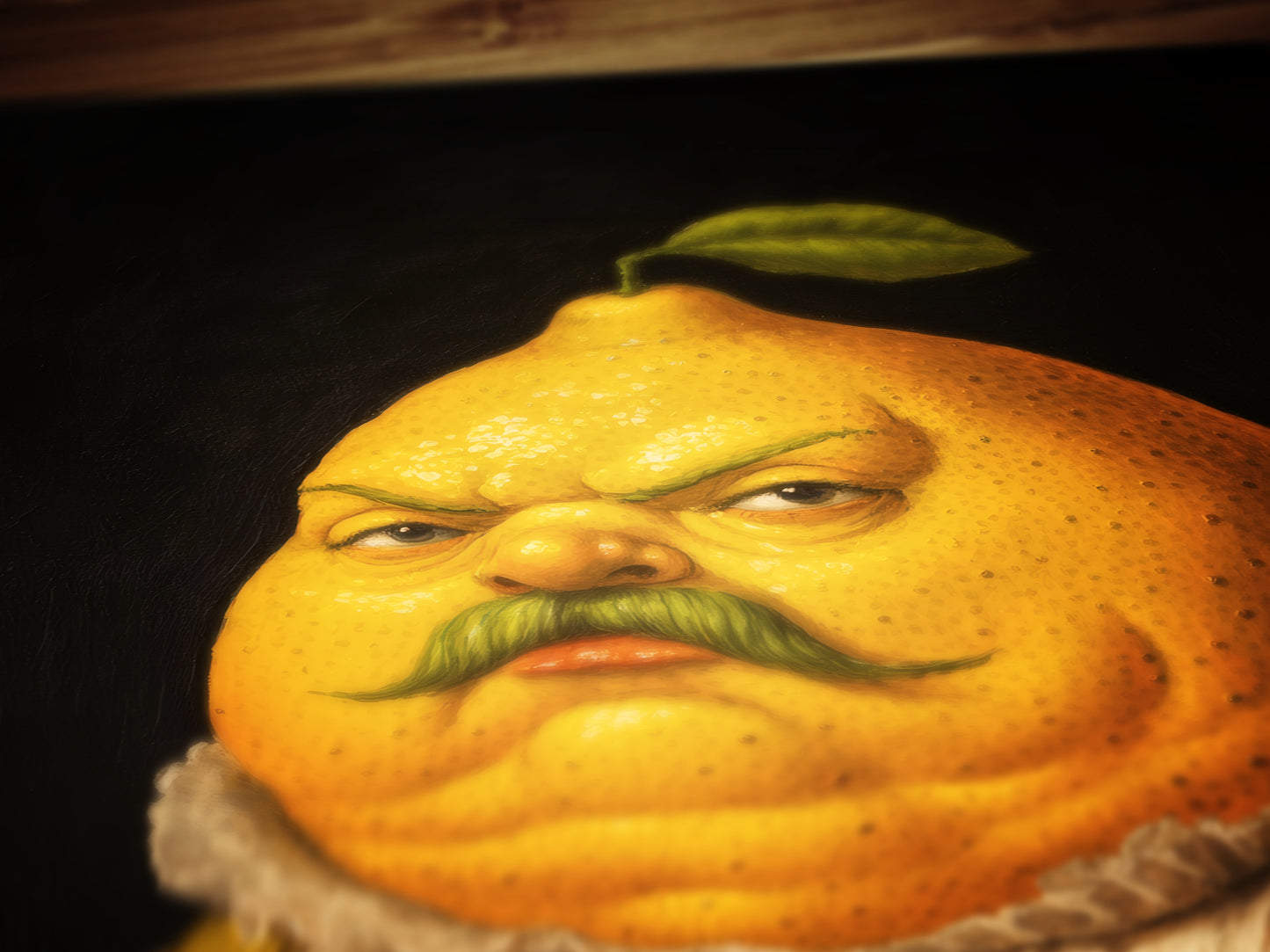 Lemon Print Poster, Antique Citrus Fruit Art Print, Renaissance Food Portrait, Surreal Still Life Painting, Quirky Weird Kitchen Decor