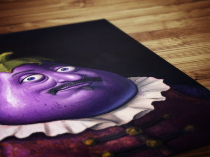 Weird Eggplant Poster, Vegetables Art Print, Renaissance Food Portrait, Surreal Still Life Painting Quirky Weirdcore Funny Kitchen Decor