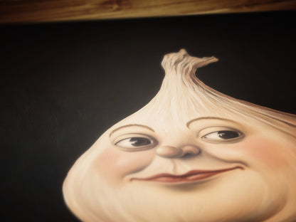 Garlic Poster, Antique Vegetables Art Print, Renaissance Food Portrait, Surreal Still Life Painting, Weirdcore Funny Kitchen Art Decor