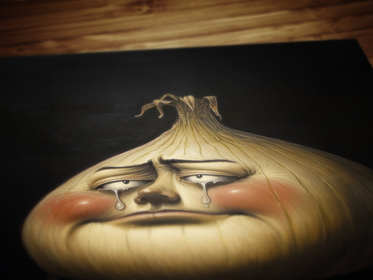 Crying Onion Poster, Antique Vegetables Art Print, Renaissance Food Portrait, Surreal Still Life Painting, Quirky Kitchen Decor