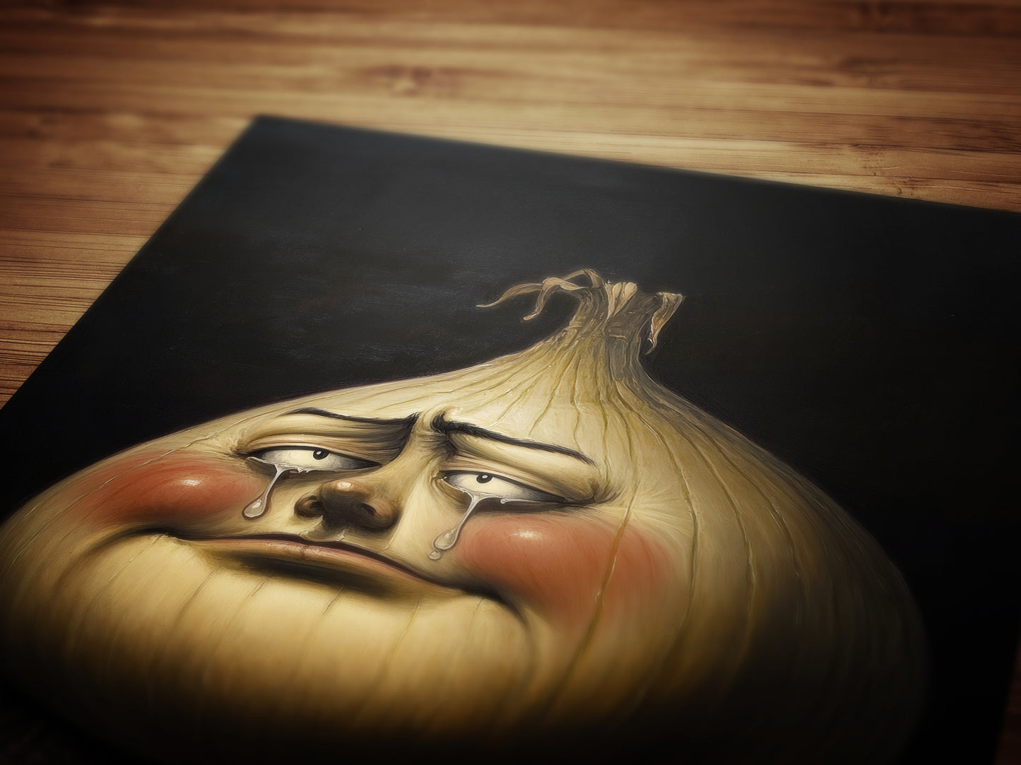 Crying Onion Poster, Antique Vegetables Art Print, Renaissance Food Portrait, Surreal Still Life Painting, Quirky Kitchen Decor