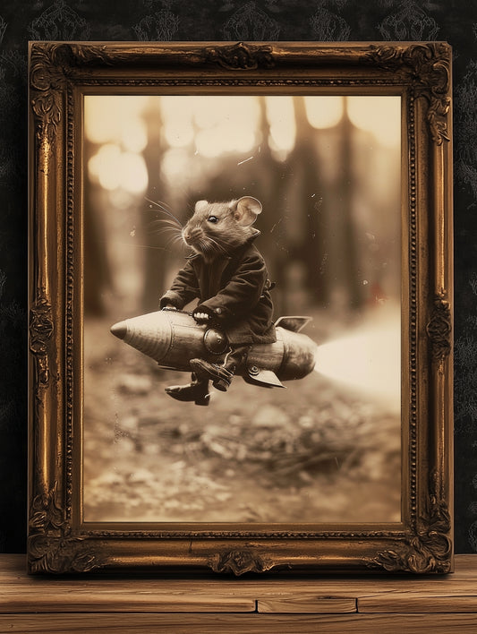 Astronaut Space Rat, Yuri Ratgarine, Vintage Victorian Gothic photograph, Rat Art, Dark Academia Decor, Retro Weird Stuff Art Gift