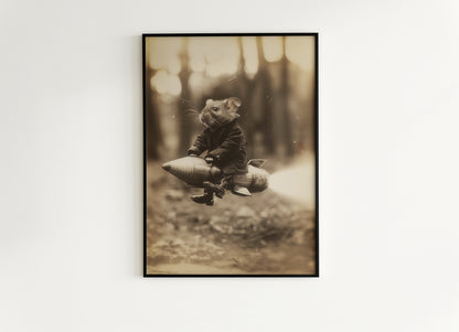 Astronaut Space Rat, Yuri Ratgarine, Vintage Victorian Gothic photograph, Rat Art, Dark Academia Decor, Retro Weird Stuff Art Gift