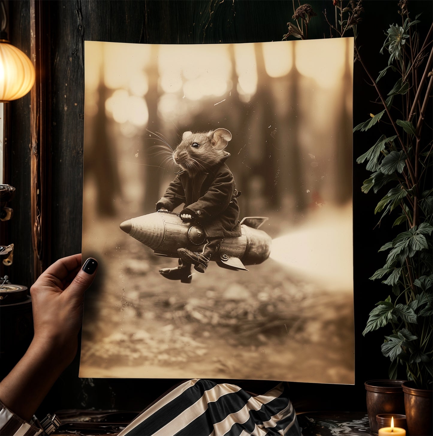 Astronaut Space Rat, Yuri Ratgarine, Vintage Victorian Gothic photograph, Rat Art, Dark Academia Decor, Retro Weird Stuff Art Gift