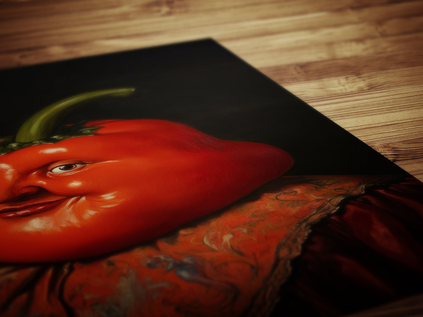 Red Pepper Poster, Antique Vegetables Art Print, Renaissance Food Portrait, Surreal Still Life Painting, Weirdcore Funny Kitchen Decor