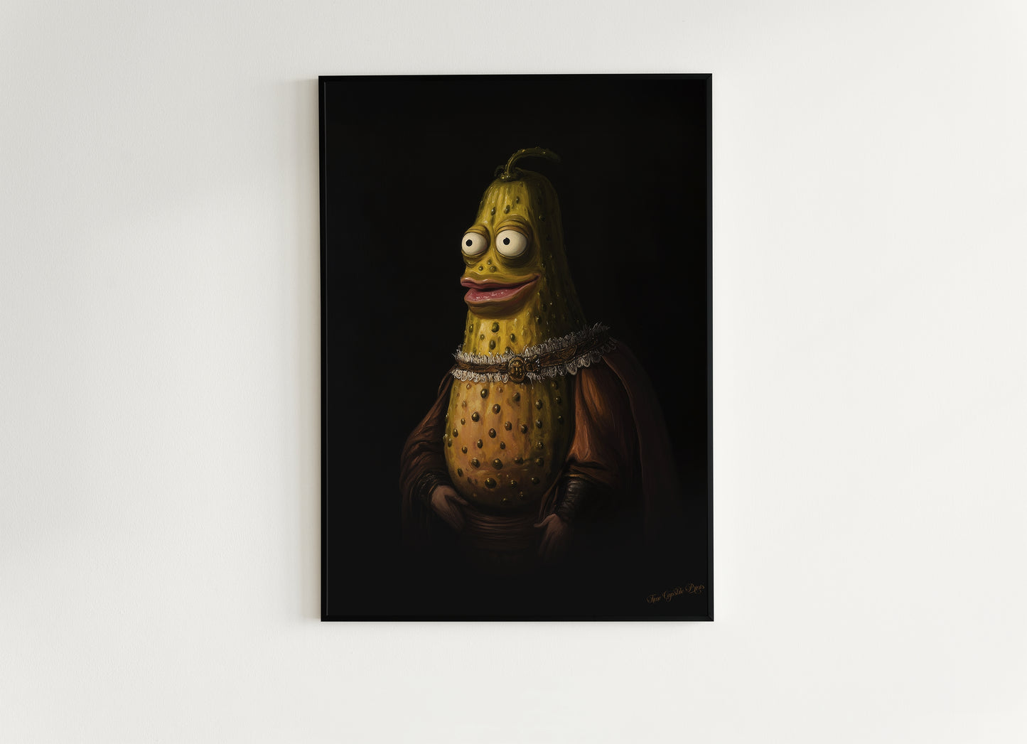 Weird Pickle Poster, Antique Vegetables Art Print, Renaissance Food Portrait, Surreal Still Life Painting, Weirdcore Funny Kitchen Decor