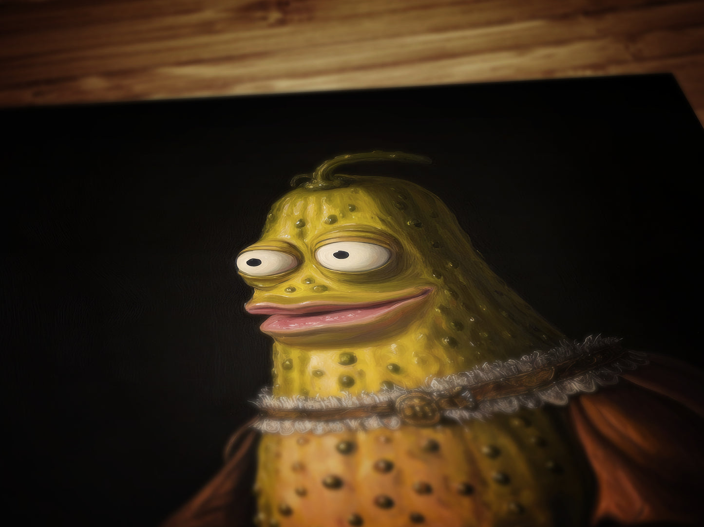 Weird Pickle Poster, Antique Vegetables Art Print, Renaissance Food Portrait, Surreal Still Life Painting, Weirdcore Funny Kitchen Decor