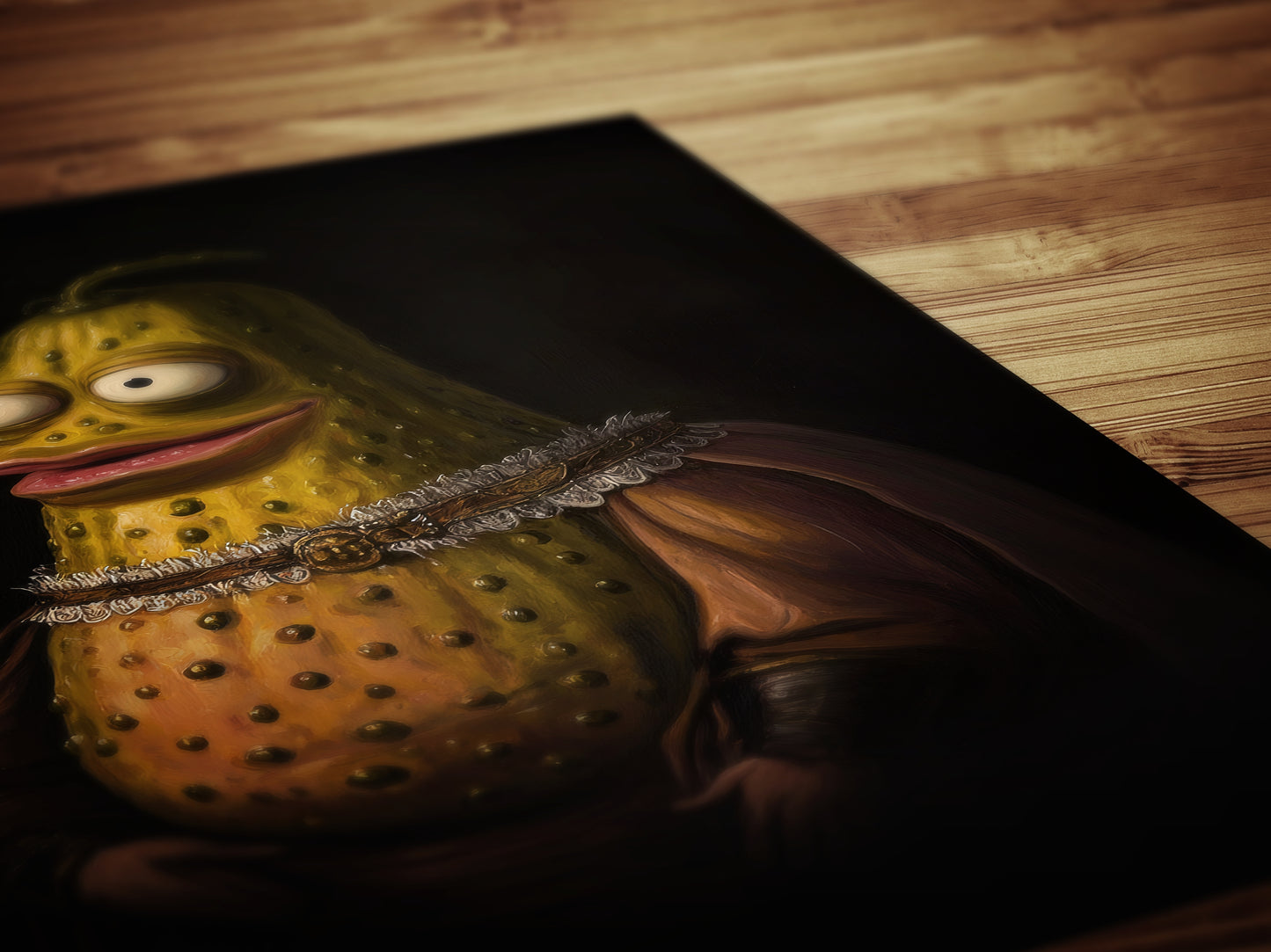 Weird Pickle Poster, Antique Vegetables Art Print, Renaissance Food Portrait, Surreal Still Life Painting, Weirdcore Funny Kitchen Decor