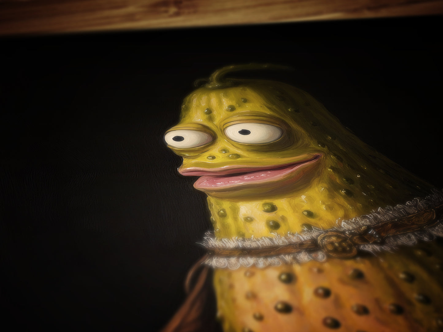 Weird Pickle Poster, Antique Vegetables Art Print, Renaissance Food Portrait, Surreal Still Life Painting, Weirdcore Funny Kitchen Decor