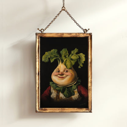 Rutabaga Turnip Poster, Antique Vegetables Art Print, Renaissance Food Portrait Surreal Still Life Painting, Weirdcore Funny Kitchen Decor