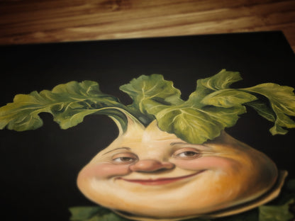 Rutabaga Turnip Poster, Antique Vegetables Art Print, Renaissance Food Portrait Surreal Still Life Painting, Weirdcore Funny Kitchen Decor