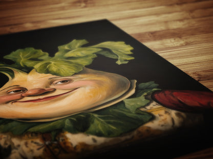 Rutabaga Turnip Poster, Antique Vegetables Art Print, Renaissance Food Portrait Surreal Still Life Painting, Weirdcore Funny Kitchen Decor