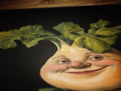 Rutabaga Turnip Poster, Antique Vegetables Art Print, Renaissance Food Portrait Surreal Still Life Painting, Weirdcore Funny Kitchen Decor