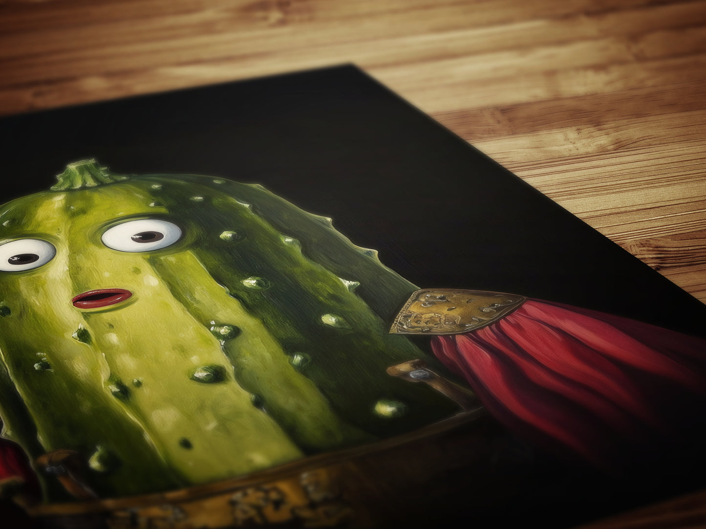 Cucumber Poster, Antique Vegetables Art Print, Surreal Renaissance Food Portrait Still Life Painting, Quirky Weirdcore Funny Kitchen decor