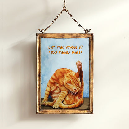 Orange Tabby Cat Grooming Sesh, Let Me Know If You Need Help, Maximalist Wall Art Bathroom decor Funny Toilet Poster, Weird Items Gift
