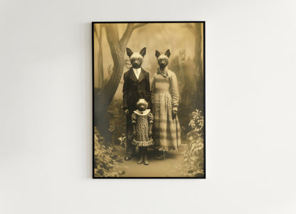 The Bastistas, Bat Family Portrait, Vintage Victorian Gothic photograph, Bizarre Decor, Soft Academia Art Print, Retro Weird Stuff Art Gift