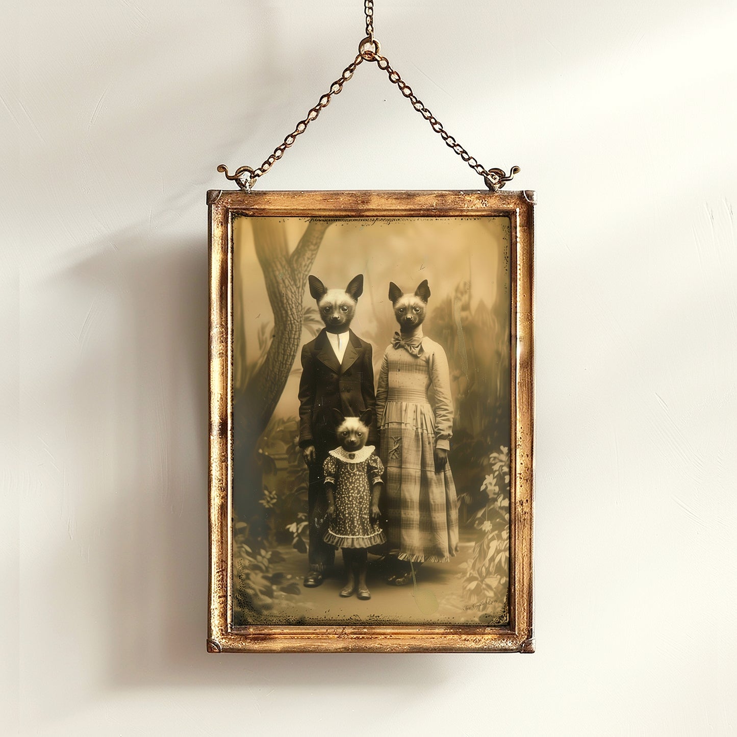 The Bastistas, Bat Family Portrait, Vintage Victorian Gothic photograph, Bizarre Decor, Soft Academia Art Print, Retro Weird Stuff Art Gift