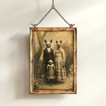 The Bastistas, Bat Family Portrait, Vintage Victorian Gothic photograph, Bizarre Decor, Soft Academia Art Print, Retro Weird Stuff Art Gift