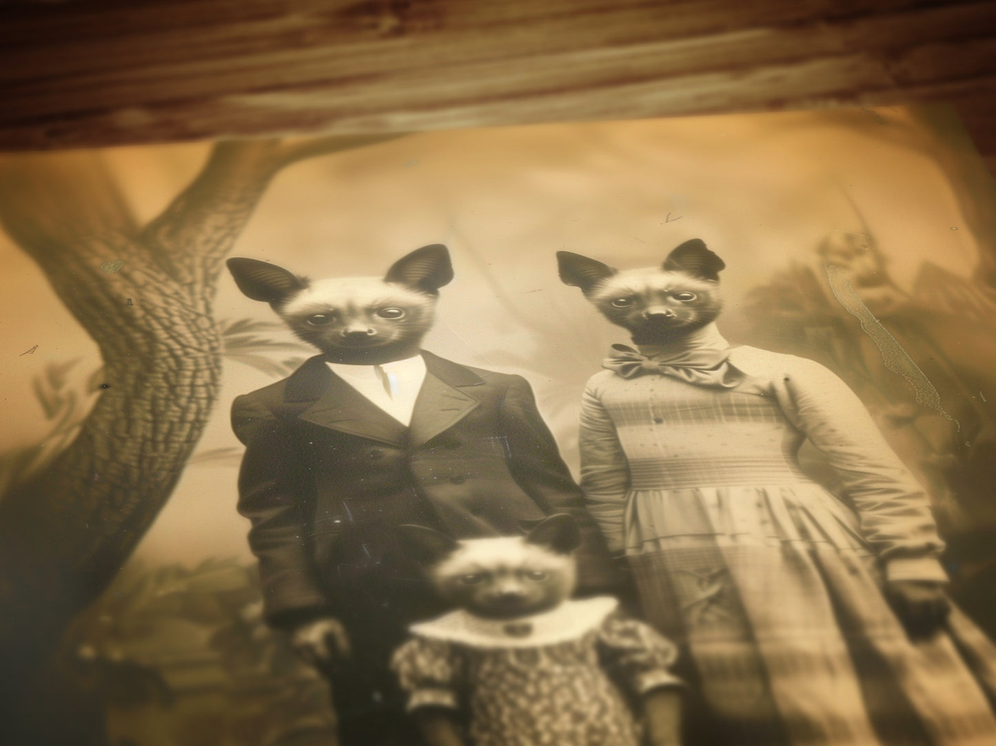 The Bastistas, Bat Family Portrait, Vintage Victorian Gothic photograph, Bizarre Decor, Soft Academia Art Print, Retro Weird Stuff Art Gift