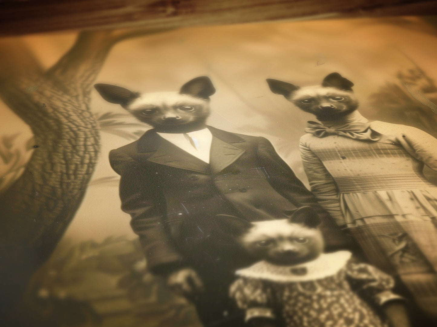 The Bastistas, Bat Family Portrait, Vintage Victorian Gothic photograph, Bizarre Decor, Soft Academia Art Print, Retro Weird Stuff Art Gift