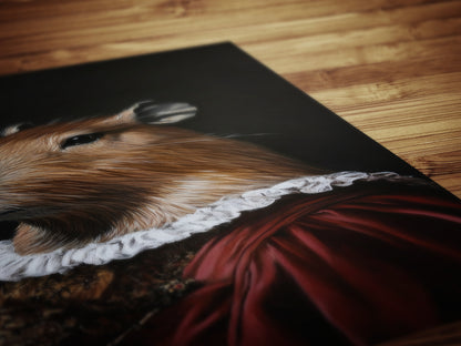 Gothic Capybara Portrait, Dark Academia Wall Decor, Funny Royal Pet Painting, Vintage Animal Lover Gift, Quirky Capybara Art Print