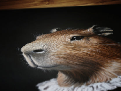 Gothic Capybara Portrait, Dark Academia Wall Decor, Funny Royal Pet Painting, Vintage Animal Lover Gift, Quirky Capybara Art Print