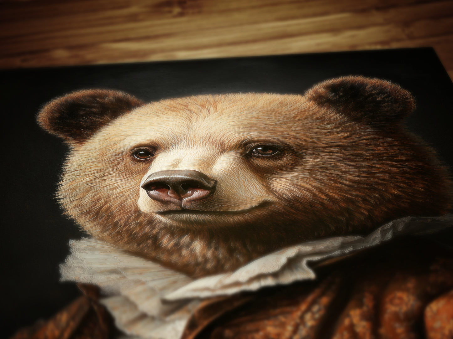 Gothic Bear Portrait, Dark Academia Wall Decor, Funny Royal Pet Painting, Vintage Animal Lover Gift, Quirky Bear Art Print