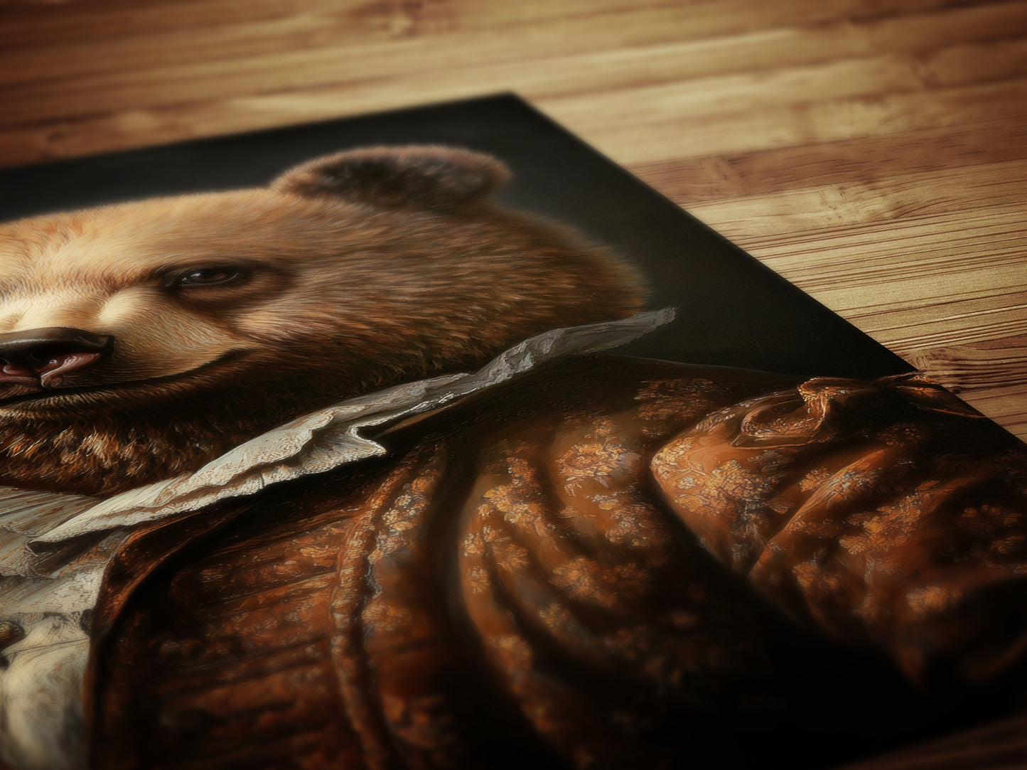 Gothic Bear Portrait, Dark Academia Wall Decor, Funny Royal Pet Painting, Vintage Animal Lover Gift, Quirky Bear Art Print