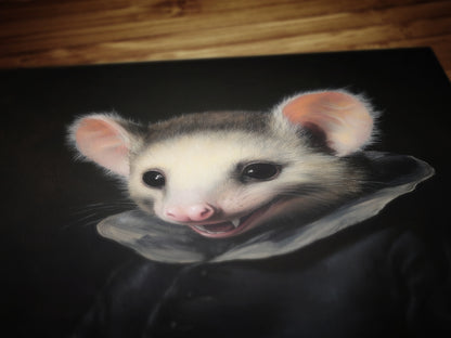 Gothic Possum Portrait, Dark Academia Wall Decor, Funny Royal Pet Painting, Vintage Animal Lover Gift, Quirky Opossum Art Print