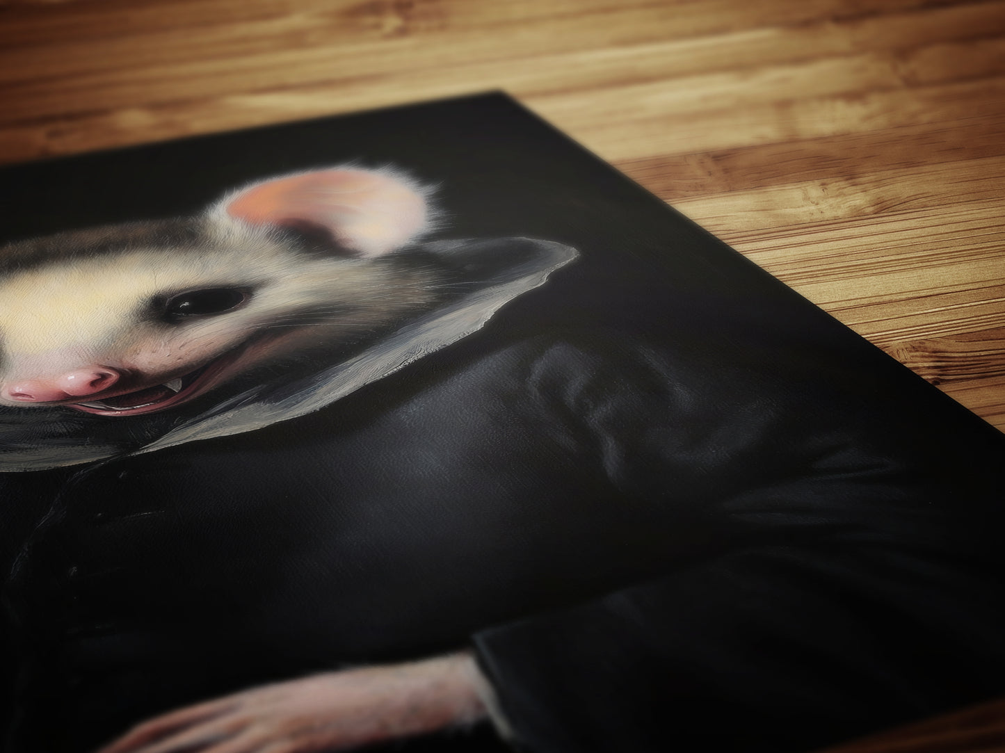 Gothic Possum Portrait, Dark Academia Wall Decor, Funny Royal Pet Painting, Vintage Animal Lover Gift, Quirky Opossum Art Print
