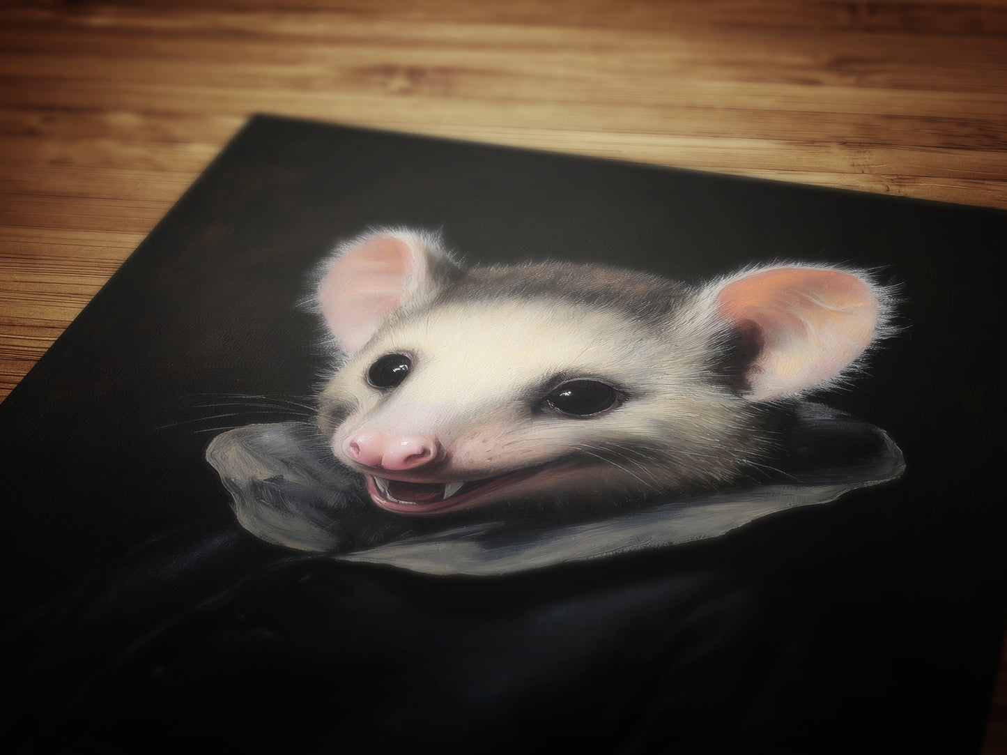 Gothic Possum Portrait, Dark Academia Wall Decor, Funny Royal Pet Painting, Vintage Animal Lover Gift, Quirky Opossum Art Print
