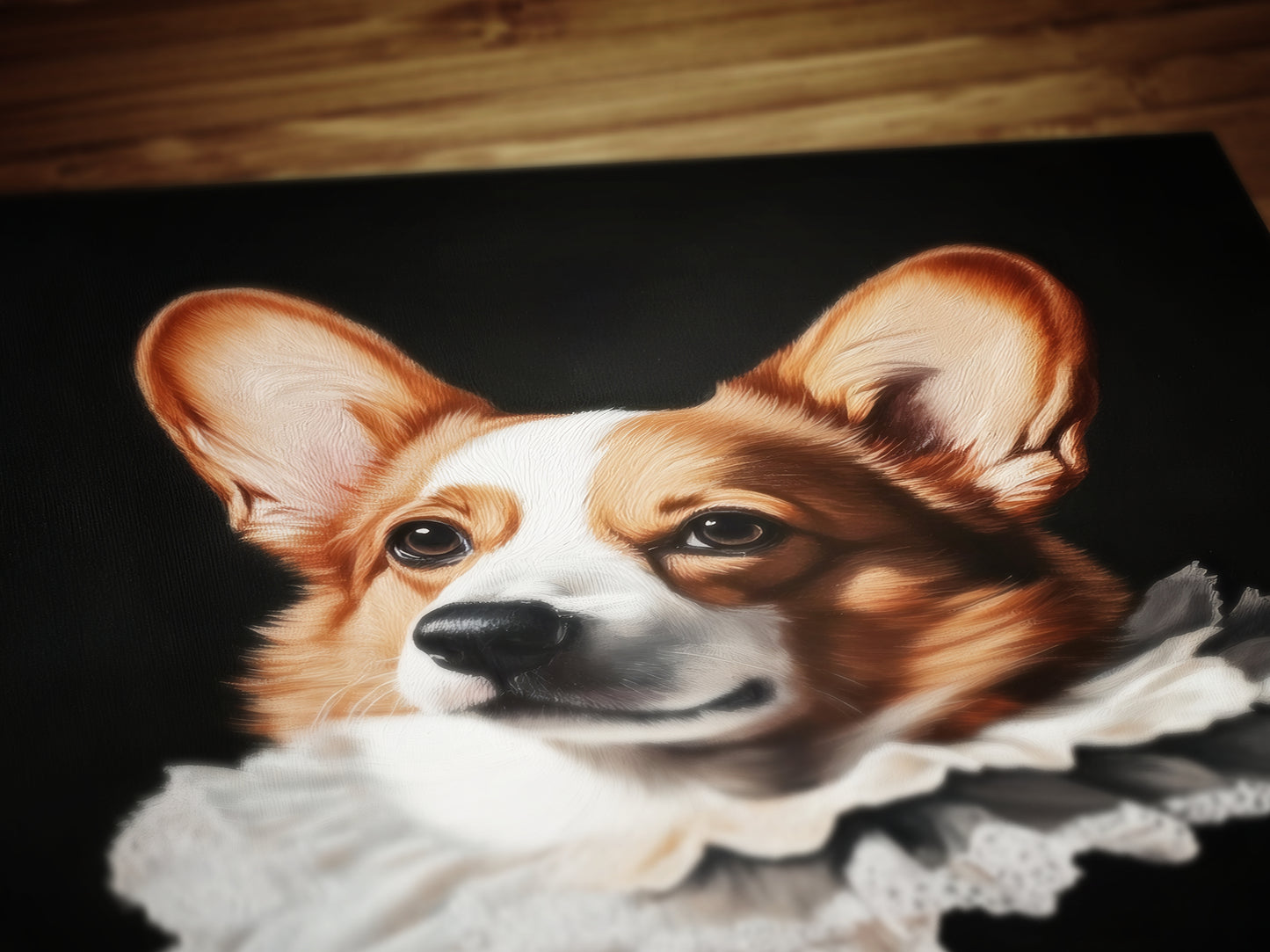 Gothic Corgi Dog Portrait, Dark Academia Wall Decor, Funny Royal Pet Painting, Vintage Animal Lover Gift, Quirky Dog Art Print