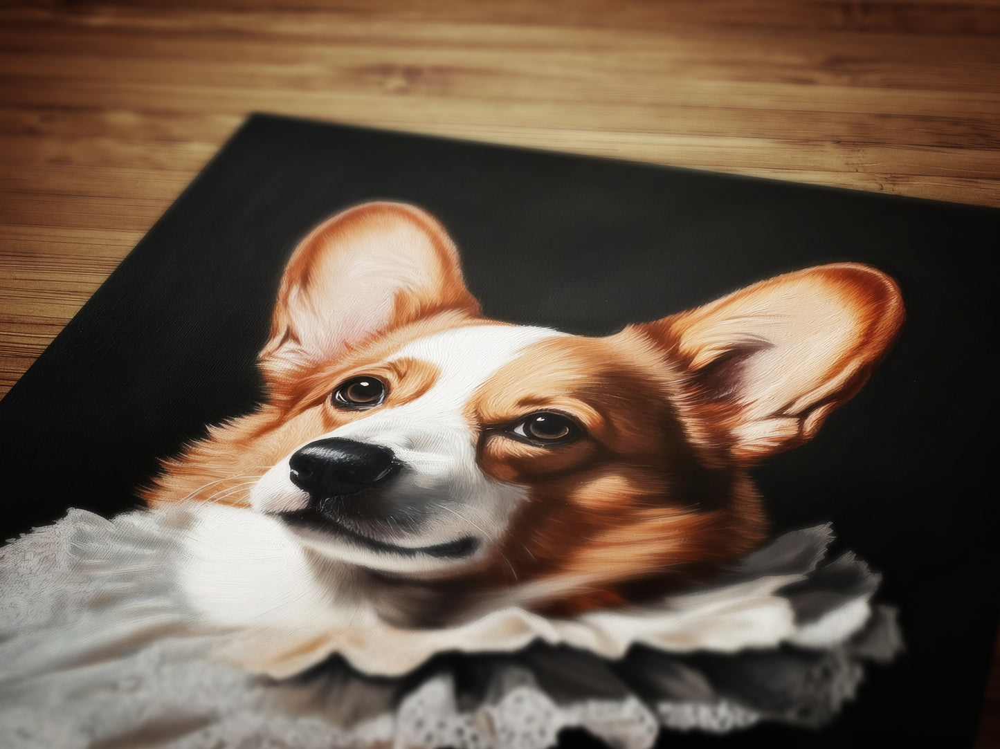 Gothic Corgi Dog Portrait, Dark Academia Wall Decor, Funny Royal Pet Painting, Vintage Animal Lover Gift, Quirky Dog Art Print