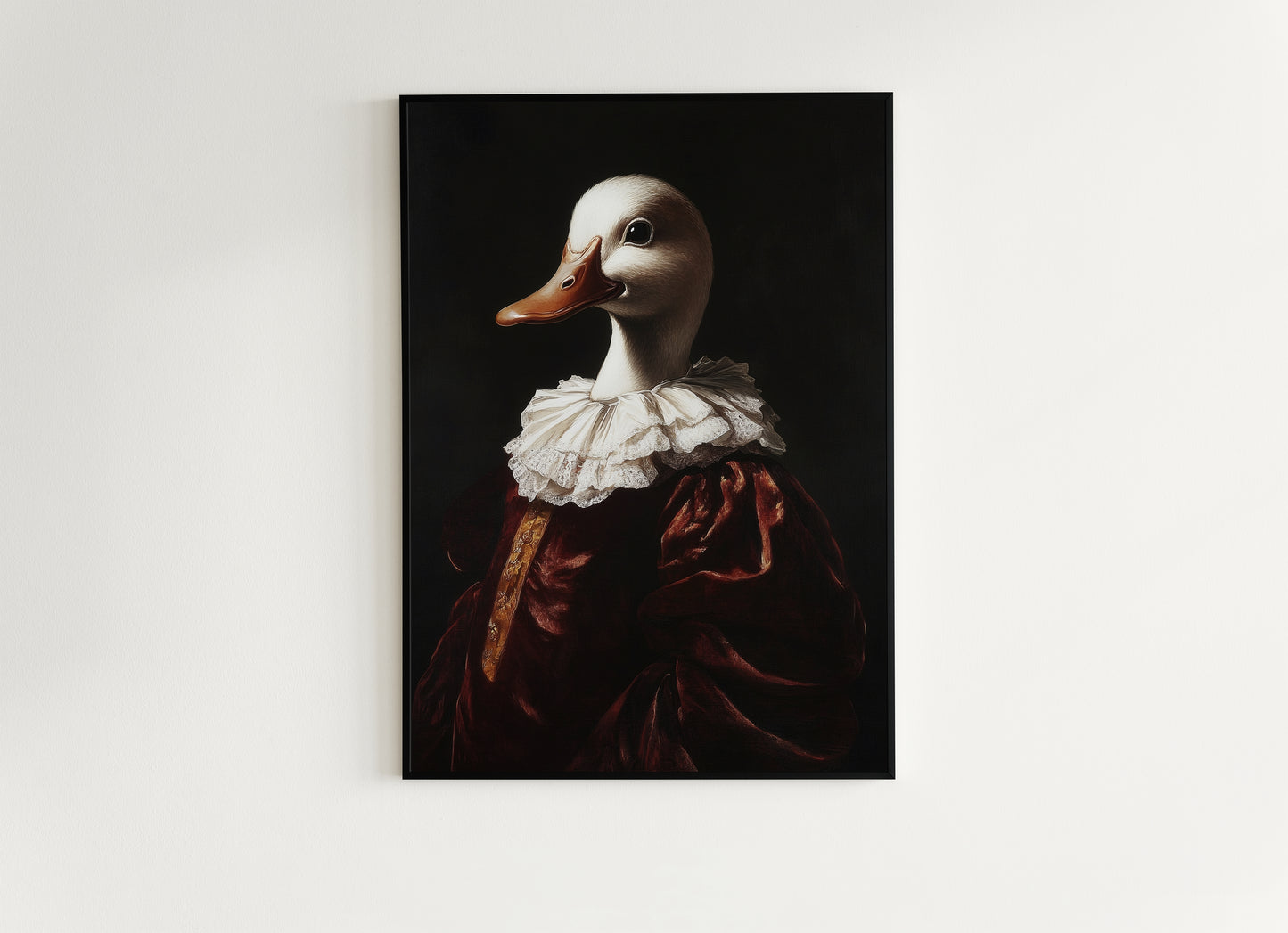 Gothic Duck Portrait, Dark Academia Wall Decor, Funny Royal Pet Painting, Vintage Animal Lover Gift, Quirky Duck Art Print
