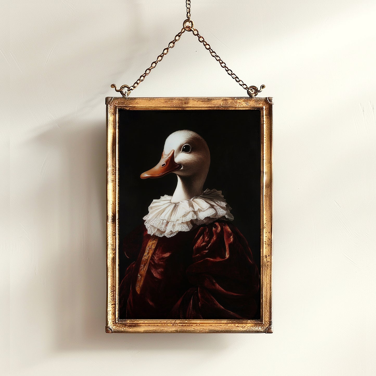 Gothic Duck Portrait, Dark Academia Wall Decor, Funny Royal Pet Painting, Vintage Animal Lover Gift, Quirky Duck Art Print