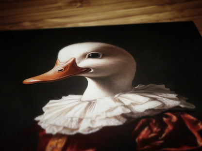 Gothic Duck Portrait, Dark Academia Wall Decor, Funny Royal Pet Painting, Vintage Animal Lover Gift, Quirky Duck Art Print