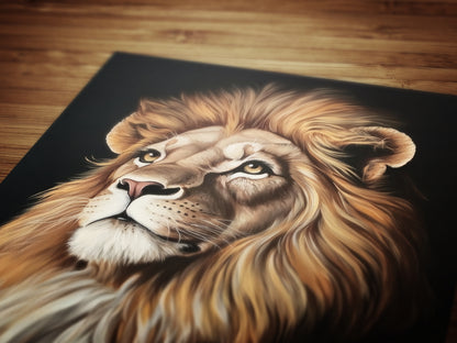 Gothic Lion Portrait, Dark Academia Wall Decor, Funny Royal Pet Painting, Vintage Animal Lover Gift, Quirky Feline Lion Art Print