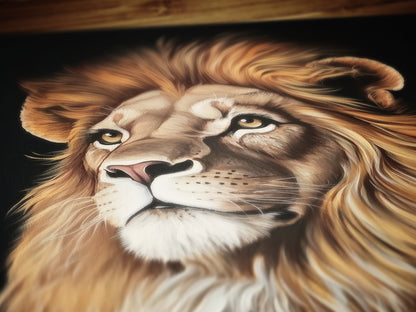 Gothic Lion Portrait, Dark Academia Wall Decor, Funny Royal Pet Painting, Vintage Animal Lover Gift, Quirky Feline Lion Art Print