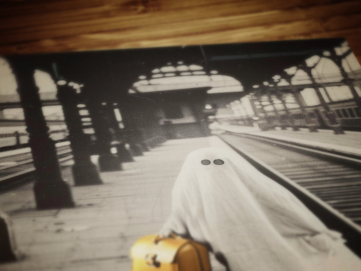 Ghostly Travels, Ghost At A Train Station, Victorian Poster, Gothic Photograph, Art Print Bizarre Occult Poster, Dark Academia Decor