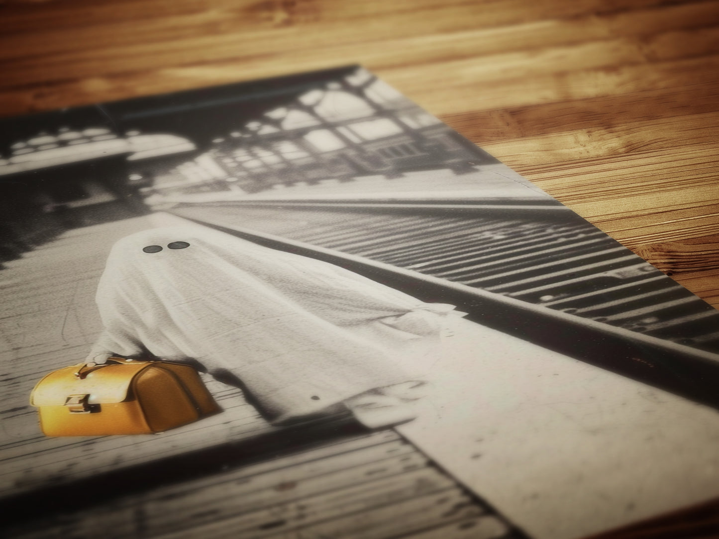 Ghostly Travels, Ghost At A Train Station, Victorian Poster, Gothic Photograph, Art Print Bizarre Occult Poster, Dark Academia Decor