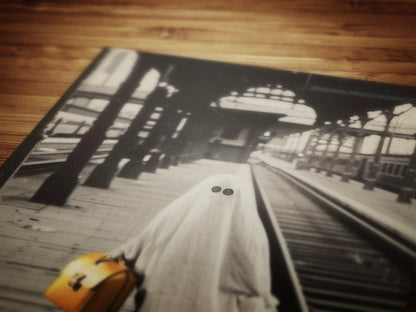 Ghostly Travels, Ghost At A Train Station, Victorian Poster, Gothic Photograph, Art Print Bizarre Occult Poster, Dark Academia Decor