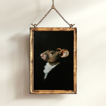 Gothic Rat Portrait, Dark Academia Wall Decor, Funny Royal Pet Painting, Vintage Animal Lover Gift, Quirky Mouse Art Print
