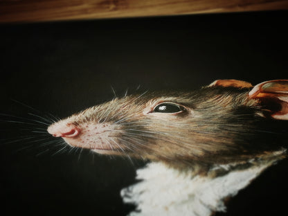 Gothic Rat Portrait, Dark Academia Wall Decor, Funny Royal Pet Painting, Vintage Animal Lover Gift, Quirky Mouse Art Print